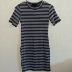 T-shirt Dress Gray and Green Stiped